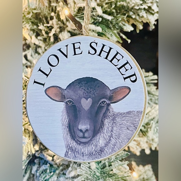 *I Love Farm Animal Round Ornament, Sheep - Picture 5 of 12